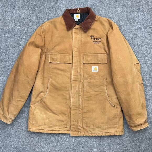 Carhartt Men C003 BRN Large Tall Loose Fit Firm Duck Insulated Traditional Coat